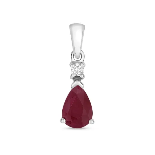 Ruby Pendant Pear Shaped 7X5mm 9ct White Gold